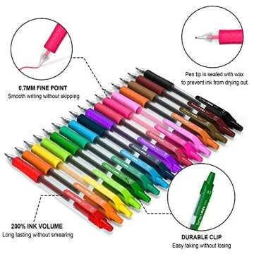 20 Colors Medium Point Colored Pens Retractable Gel Ink Pens with Comfort Grip,Smooth Writing for Journal Notebook Planner in Office Home (20 Colors) (20 Colors) (20 Colors)