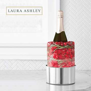 Laura Ashley Champagne Bucket Ice Mold, Create a Custom Ice Bucket for Wine or Liquor Bottles, Includes Stainless Steel Drip Tray, Add Decorations for a Unique Centerpiece
