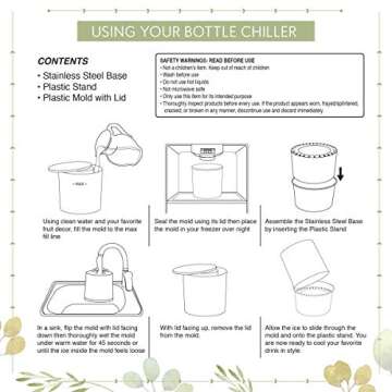 Laura Ashley Champagne Bucket Ice Mold, Create a Custom Ice Bucket for Wine or Liquor Bottles, Includes Stainless Steel Drip Tray, Add Decorations for a Unique Centerpiece