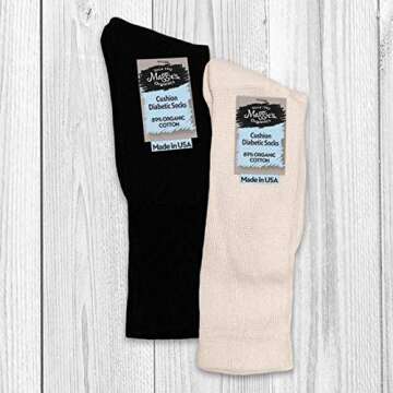 Maggie's Organic Merino Wool Diabetic Wellness Socks for Men & Women - One Pair Medium Size Natural 9-11