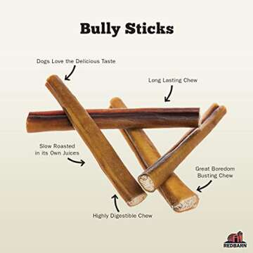 Redbarn 7" Bully Sticks for Dogs 6-Count, Pack of 3