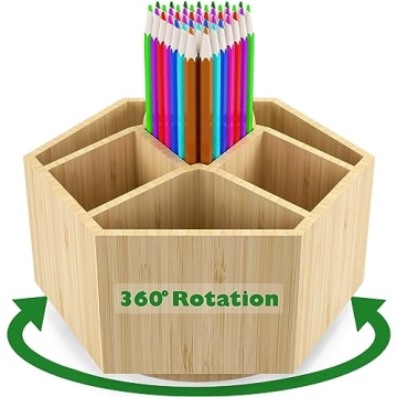 Bamboo Pencil Holder for Art Supplies and School