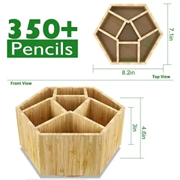 Bamboo Pencil Holder for Art Supplies and School