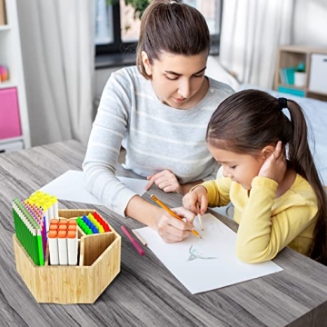 Bamboo Pencil Holder for Art Supplies and School