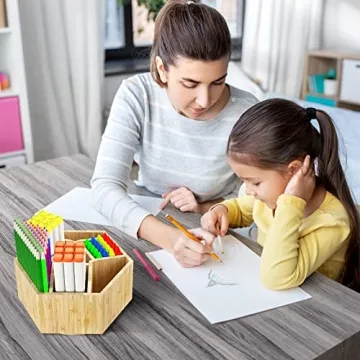 Bamboo Pencil Holder for Art Supplies and School