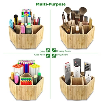 Bamboo Pencil Holder for Art Supplies and School