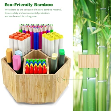 Bamboo Pencil Holder for Art Supplies and School