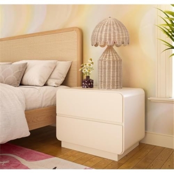 Handmade Sagura Cream Nightstand Soft Close Drawers