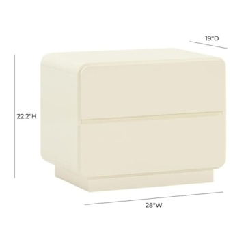 Handmade Sagura Cream Nightstand Soft Close Drawers