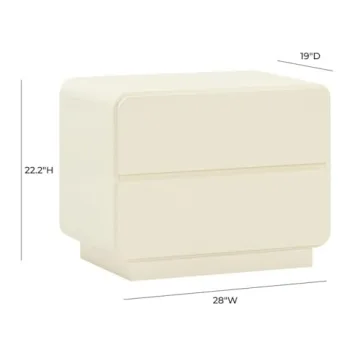 Handmade Sagura Cream Nightstand Soft Close Drawers