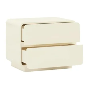 Handmade Sagura Cream Nightstand Soft Close Drawers