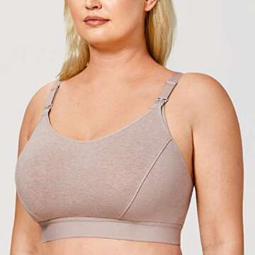 Gratlin Women's Plus Size Nursing Bra Sports Maternity Support Cotton Breastfeeding Bras Cameo Gray 5X-Large