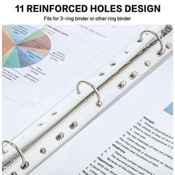Sheet Protectors, PANDRI 500 Pack Clear Heavy Duty Plastic Page Protectors Sheet Reinforced 11-Hole Fit for 3 Ring Binder Fits Standard 8.5 x 11 Paper, 9.25 x 11.25 Top Loaded, Excluding Acid