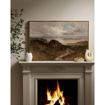 InSimSea Framed Canvas Wall Art Vintage Decor, Seaside Path Wilderness Landscape Paintings Artwork, Large Prints, Retro Wall Decorations for Living Room Bedroom Bathroom, 24"x36"