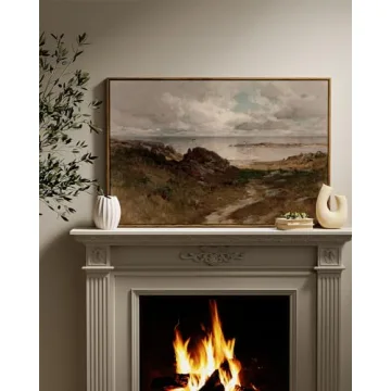 InSimSea Framed Canvas Wall Art Vintage Decor, Seaside Path Wilderness Landscape Paintings Artwork, Large Prints, Retro Wall Decorations for Living Room Bedroom Bathroom, 24"x36"