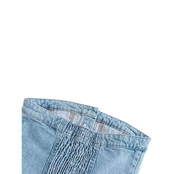 Women Y2K Denim Crop Top Vest Chic Backless Off Shoulder Strapless Corset Tube Top Sexy Button Up Jeans Camisole Top (Blue 1, Medium)