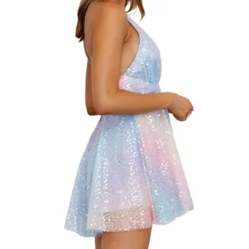 Chic Women Y2K Sparkly Sequin Mini Dress for Parties