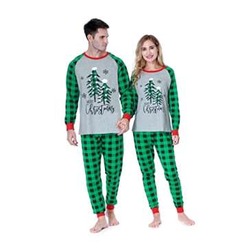 Benaive Matching Family Christmas Pajamas Set Holiday Pjs for Women Men Sleepwear (Grey & Green, Xma...
