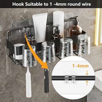 Spiglamm 12 Pack Shower Caddy Adhesive Hooks Replacement, Shower Shelf Adhesive Replacement, Strong Adhesive Shower Hooks for Shower Caddy Shelves Rack Basket Holder, No Drilling