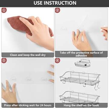 Spiglamm 12 Pack Shower Caddy Adhesive Hooks Replacement, Shower Shelf Adhesive Replacement, Strong Adhesive Shower Hooks for Shower Caddy Shelves Rack Basket Holder, No Drilling