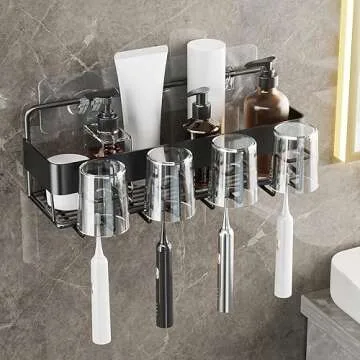 Spiglamm 12 Pack Shower Caddy Adhesive Hooks Replacement, Shower Shelf Adhesive Replacement, Strong Adhesive Shower Hooks for Shower Caddy Shelves Rack Basket Holder, No Drilling