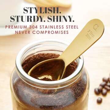 Apace Living Coffee Scoop (Set of 2) - 2 Tablespoon (2 Tbsp / 1/8 Cup / 1 oz) - The Best Stainless Steel Measuring Spoons for Coffee, Tea, and More