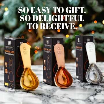 Apace Living Coffee Scoop (Set of 2) - 2 Tablespoon (2 Tbsp / 1/8 Cup / 1 oz) - The Best Stainless Steel Measuring Spoons for Coffee, Tea, and More