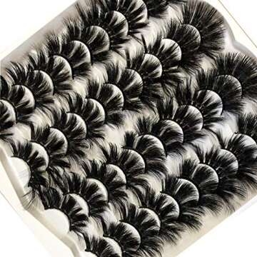 Pooplunch 25MM Faux Mink Lashes False Eyelashes 20 Pairs Pack 5 Mixed Styles Fake Eyelashes Dramatic Long Thick Fluffy Volume Soft Lightweight Mink Eye Lashes