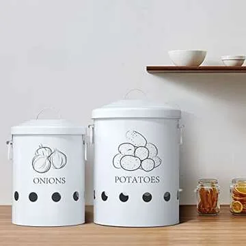 Vintage Potato Onion Storage Canisters Set for Kitchen