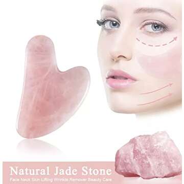 Face Roller Skin Care - Jade Roller Gua Sha Set, Rose Quartz Face Roller | Ultimate Facial Skin Care...