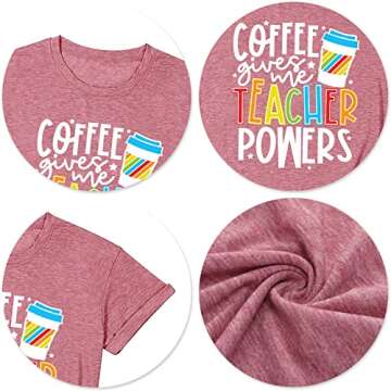 Teacher Shirts Women Teacher Life T-Shirt Funny Teacher Graphic Tee Casual Inspirational Tops Pink