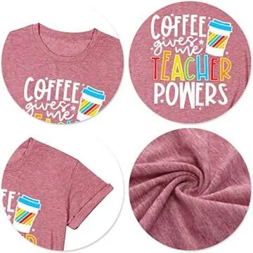 Teacher Shirts Women Teacher Life T-Shirt Funny Teacher Graphic Tee Casual Inspirational Tops Pink