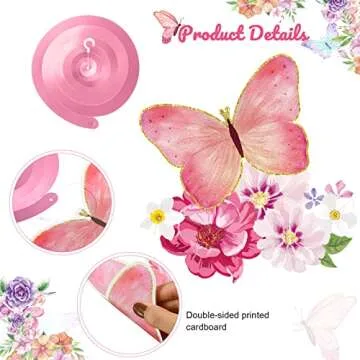 Pajean 30 Pieces Butterfly Party Decorations Watercolor Purple Butterfly Hanging Swirls Decorations Summer Themed Swirls Garland for Baby Girl Birthday Wedding Party Supplies