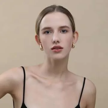 Apsvo Chunky Small Gold Hoop Earrings for Women, Dupes Earrings Lightweight Teardrop Tear Drop Hoop ...