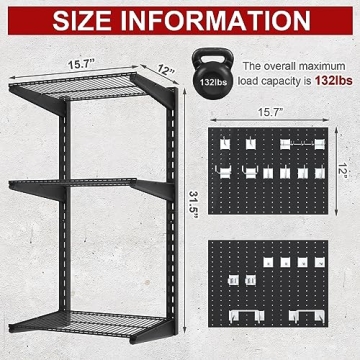 Adjustable Heavy Duty Garage Storage Organizer with Hooks