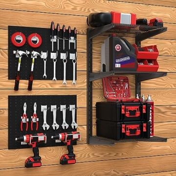 Adjustable Heavy Duty Garage Storage Organizer with Hooks