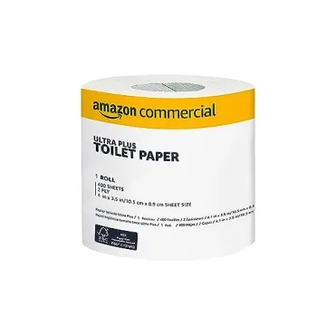 AmazonCommercial 2-Ply White Ultra Plus Individually Wrapped Toilet Paper/Bath Tissue (416975)|Bulk | Septic Safe | FSC Certified | 400 Sheets per Roll (80 Rolls)(4.1 x 3.5 Sheet)