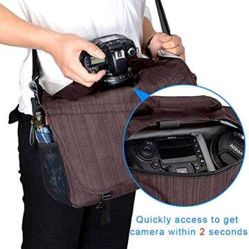 CADeN Camera Bag Case Shoulder Messenger Photography Bag with 14" Laptop Compartment, Tripod Holder,...