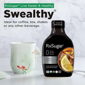 RxSugar Delicious Plant-Based Organic Single Pack Liquid Sugar, 16 oz | Allulose sweetener | 0 Calorie, 0 Net Carbs, 0 Glycemic | Diabetes-Safe Natural Sugar | Keto Certified | Non-GMO Project Verified | Gluten-Free Certified