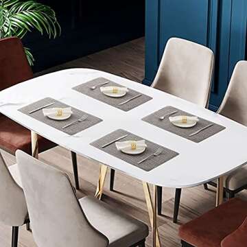 Tineeba PVC Placemats, Set of 6, Washable Dining Table Mats, Heat-Resistant, Easy to Clean, Non-Slip, Kitchen & Kids & Outdoor (Gray)