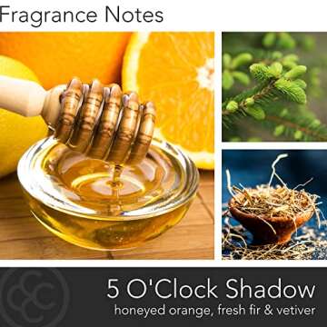 Manly Indulgence 5 O'Clock Shadow Scented Jar Candle, Cotton Wick, Premium Soy Blend White Wax, 60 h...