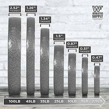 WF Athletic Supply Traditional/Classic 2-Inch Hole Solid Cast Iron Olympic Barbell Weight Plates - Great for Strength Training, Weightlifting, Bodybuilding & Powerlifting, Multiple Choices Available