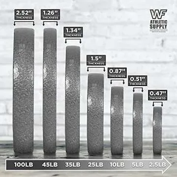 WF Athletic Supply Traditional/Classic 2-Inch Hole Solid Cast Iron Olympic Barbell Weight Plates - Great for Strength Training, Weightlifting, Bodybuilding & Powerlifting, Multiple Choices Available