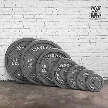 WF Athletic Supply Traditional/Classic 2-Inch Hole Solid Cast Iron Olympic Barbell Weight Plates - Great for Strength Training, Weightlifting, Bodybuilding & Powerlifting, Multiple Choices Available