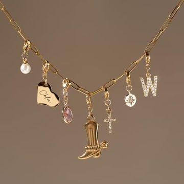 Custom Gold Charm Necklace Personalized Gifts for Mom