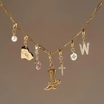 Custom Gold Charm Necklace Personalized Gifts for Mom