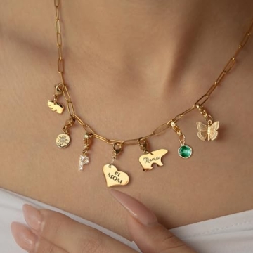 Custom Gold Charm Necklace Personalized Gifts for Mom