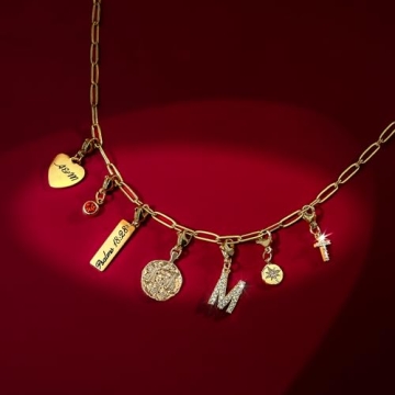 Custom Gold Charm Necklace Personalized Gifts for Mom