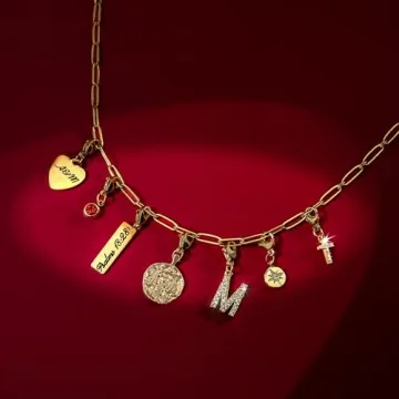 Custom Gold Charm Necklace Personalized Gifts for Mom
