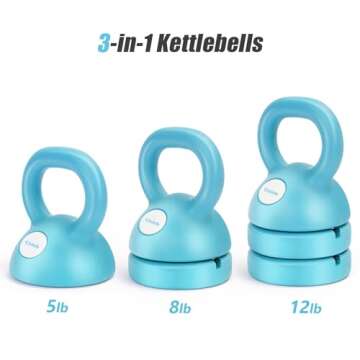 Cisleb Adjustable Kettlebell Weight Set: 3-in-1 Kettlebells (5lbs 8lbs 12lbs) for Home Gym Full-Body...